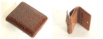 画像1: オーストリッチ調型押し二つ折り財布(5色有)