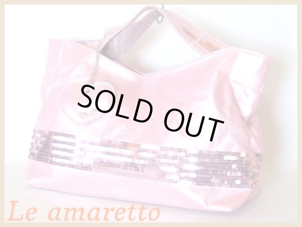 画像4: 【特売】ハートチャーム付スパンコール手提げバッグ(３色有) (4)