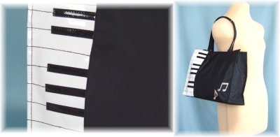 画像2: ピアノ鍵盤モチーフ・トート(2色有)