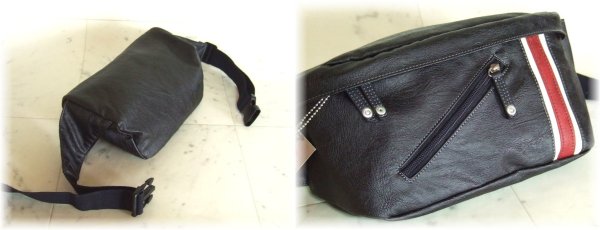 画像3: 【sale】シボ感のある合成皮革メンズ向けおしゃれなウエストバッグ(３色有) (3)