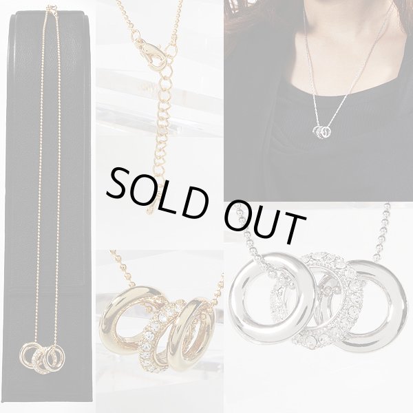 画像2: 【メール便ok】トリプルリングネックレス (2)