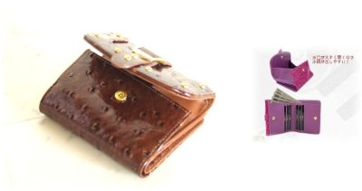 画像2: オーストリッチ調型押し二つ折り財布(5色有)