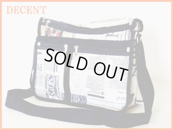 画像4: 【メール便ok】拡幅機能付き英字新聞柄ショルダー(2色有) (4)