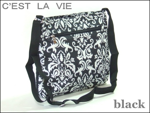 【新入荷】拡幅機能アラベスク柄ショルダーバッグ（２色有）