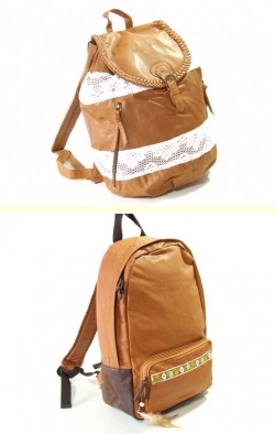 【新入荷】フェミニンなレース付き合皮リュックサック＆フラワー刺繍入り合皮ディパック