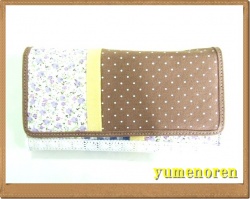 【新入荷】小花ｘ水玉パッチワークキャンバス素材長財布