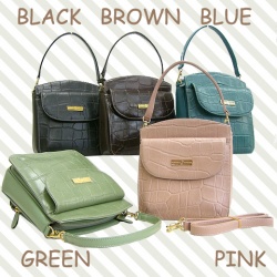 【再入荷】牛革クロコ型押しの２ＷＡＹショルダーバッグ