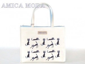 【新入荷】AMICAMODAキャットプリントＡ４トートバッグ