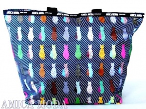 【新入荷】カラフルな猫柄大きめトートバッグ