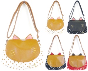 【新入荷】猫耳付きドット柄ショルダーバッグ