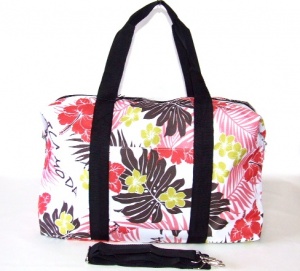 【新入荷】ハイビスカス＆リーフ柄2wayボストンバッグ