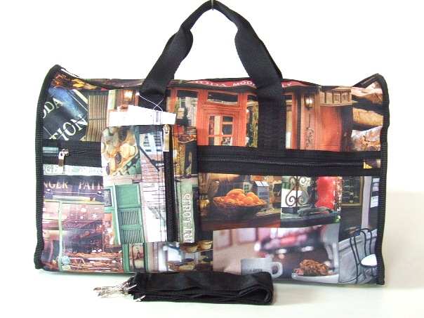 【新入荷】オシャレなカフエレストランプリント2wayボストンバッグ