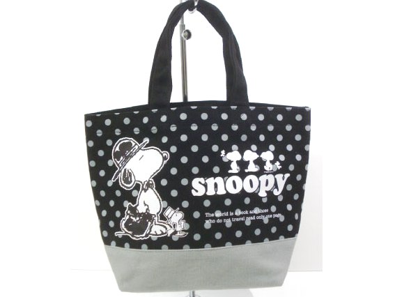 【新入荷】snoopyスヌーピードット柄トートバッグ■モノトーン