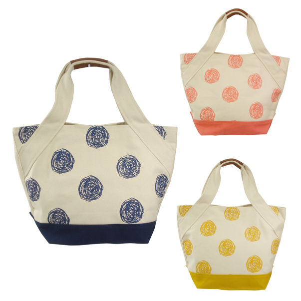 【新入荷】手書きドット帆布トートバッグ