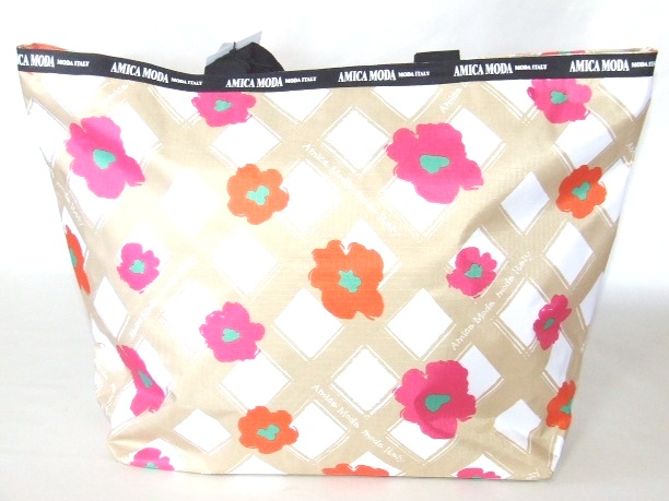 【新入荷】フラワーチェック大型トートバッグ