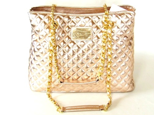 【新入荷】ピンクゴールドキルティングショルダートートバッグ