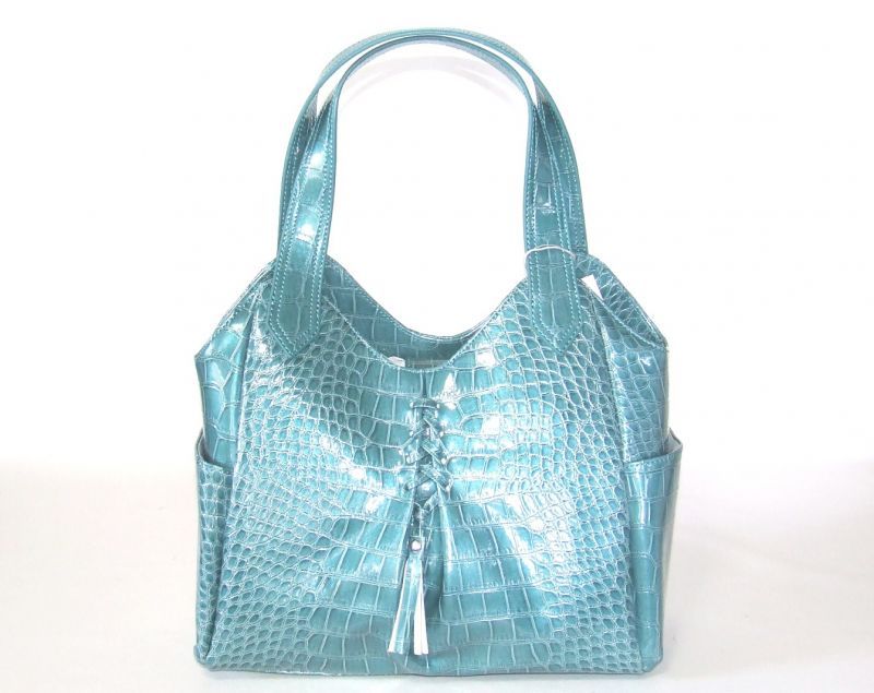 【新入荷】クロコ型押し高級ハンドバッグ