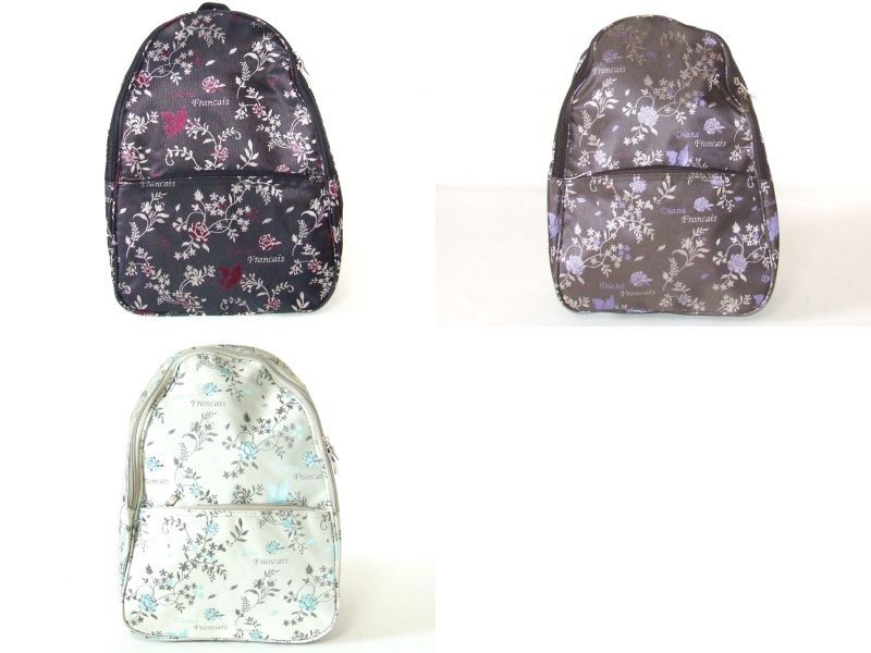 【新入荷】光沢ローズ刺繍ディパック