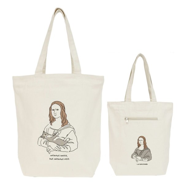 レディース絵画グラフィックキャンバストートバッグ/モナリザと猫が入荷しました!