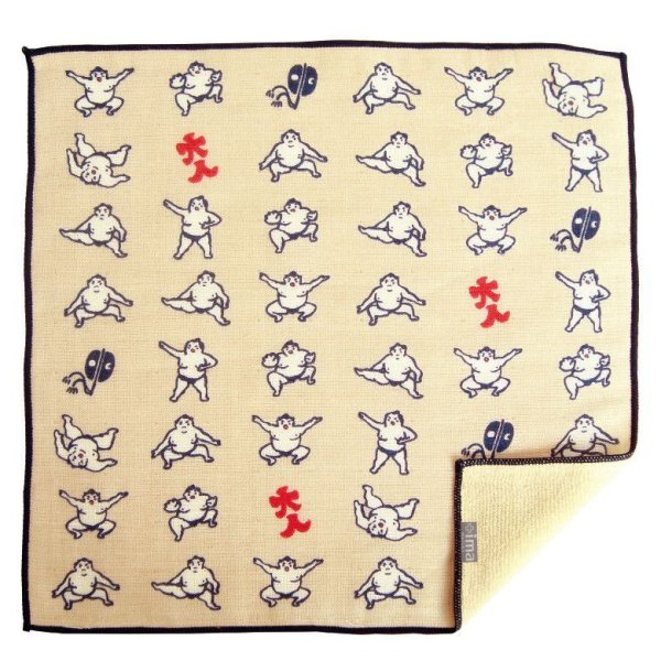 お相撲さん柄どすこいイラスト今治うまれのハンカチが再入荷しました