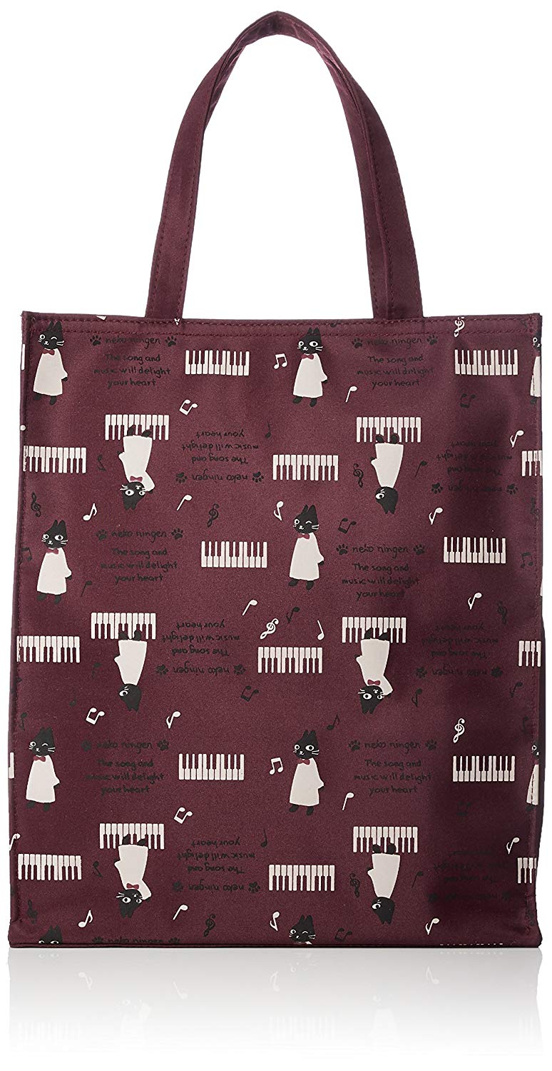 ピアノ鍵盤＆音符柄猫人間トートバッグＡ４対応