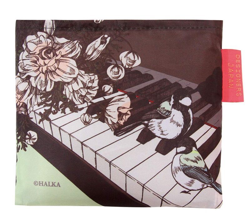 レディース向けおしゃれでかわいい2way折りたたみショッピングエコバッグ ピアノ鍵盤